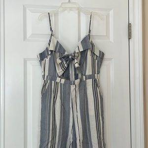 Blue and white stripe jumpsuit